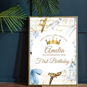 Prinses gouden kroon gepersonaliseerd klein meisje poster