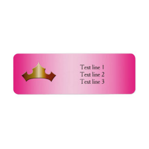 Prinses Gouden Kroon Roze Feest Adreslabels Etiket