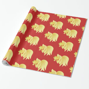 Prinses gouden vis op rood cadeaupapier