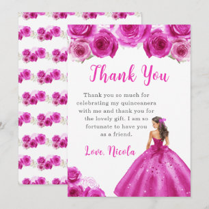 Prinses in een hete roze jurk Quinceanera Bedankt