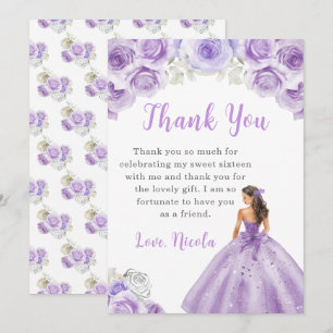 Prinses in een Paarse jurk Sweet 16 Bedankt