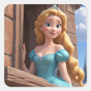 Prinses in het kasteel vierkante sticker