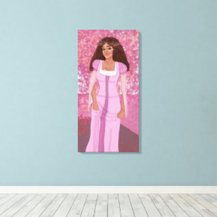 Prinses in het roze bos sprookje grillig canvas afdruk