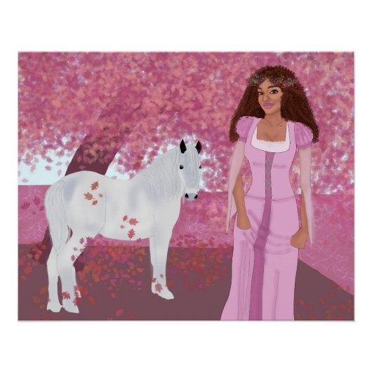 Prinses in het roze bos | sprookje | grillig perfect poster (Voorkant)