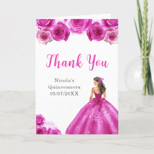 Prinses in Hot Pink Dress Quinceanera Bedankt