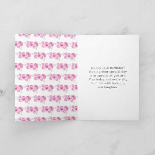 Prinses in lichte roze jurk Verjaardag Quinceanera Kaart (Binnen)