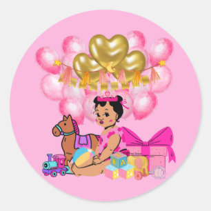 Prinses in Roze Ronde Sticker