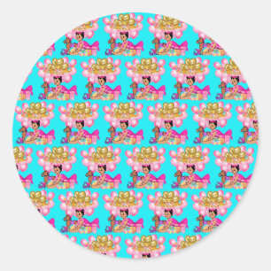 Prinses in Roze Ronde Sticker