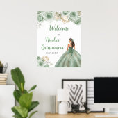 Prinses in Sage Green Dress Quinceanera Welkom Poster (Thuiskantoor)