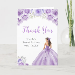 Prinses in stoffige Paarse jurk Sweet 16 Bedankt