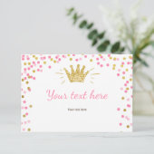 Prinses Insert kaart Meisje Roze Goud Douche (Staand voorkant)