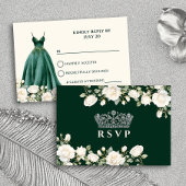 Prinses Jurk en Rozen Smaragd Groene Quinceanera RSVP Kaartje