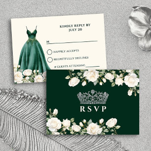 Prinses Jurk en Rozen Smaragd Groene Quinceanera RSVP Kaartje