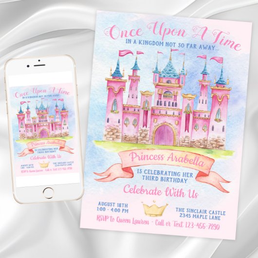 Prinses Kasteel Elk nummer Prinses Verjaardagsfees Kaart