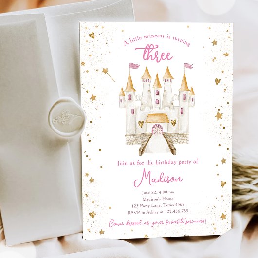 Prinses Kasteel Magisch Meisje 3e Derde Verjaardag Kaart