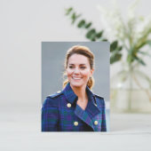 Prinses Kate blauw plaid gestileerd Briefkaart (Staand voorkant)