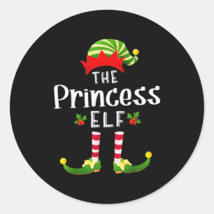 Prinses Kerst Elf Bijpassende Pyjama Kerstmis Fees Ronde Sticker