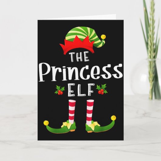 Prinses Kerst Elf Matching Pyjama Kerstmis Feestje Kaart (Voorkant)
