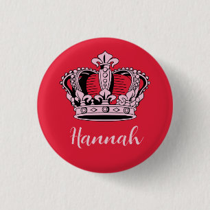 prinses koningin kroon ronde button 3,2 cm
