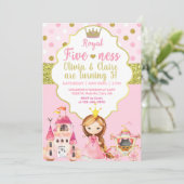 Prinses koninklijke vijf broers en zussen verjaard kaart (Staand voorkant)