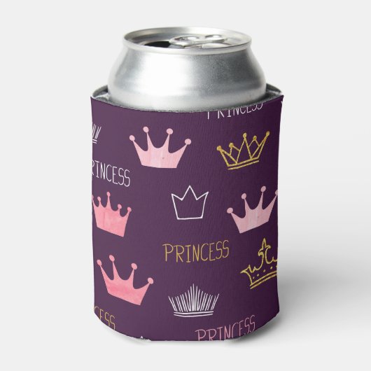 Prinses kronen: waterverf glitterpatroon. blikjeskoeler (Blikje Voorkant)