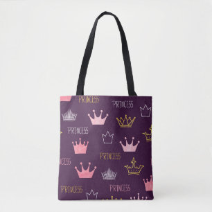 Prinses kronen: waterverf glitterpatroon. draagtas