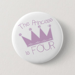 Prinses Kroon 4e Verjaardag Tshirts Ronde Button 5,7 Cm