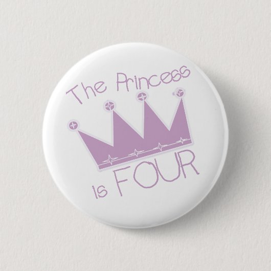 Prinses Kroon 4e Verjaardag Tshirts Ronde Button 5,7 Cm (Voorkant)