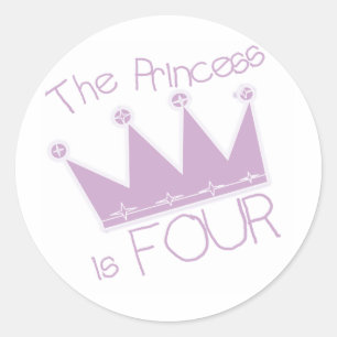 Prinses Kroon 4e Verjaardag Tshirts Ronde Sticker