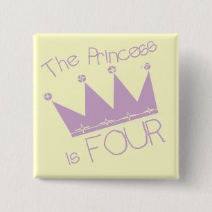 Prinses Kroon 4e Verjaardag Tshirts Vierkante Button 5,1 Cm