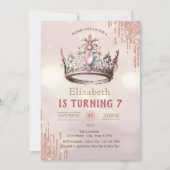 Prinses Kroon Glitter Drips Bokeh Verjaardag Kaart (Voorkant)