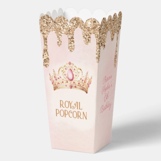 Prinses Kroon Roze Gouden Glitter Verjaardag Popco Bedankdoosjes (Achterkant)