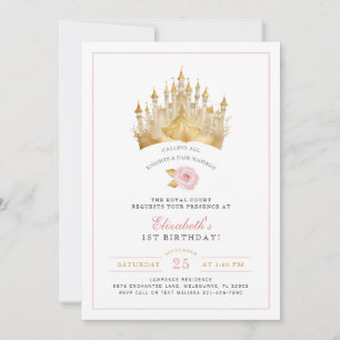 Prinses Kroon Sprookje Verjaardag Uitnodiging