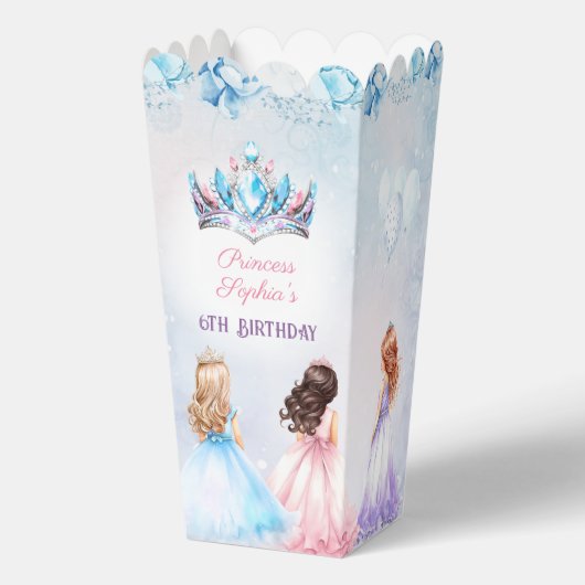 Prinses Kroon Winter Bloemen Verjaardag Popcorn Bedankdoosjes (Voorkant)