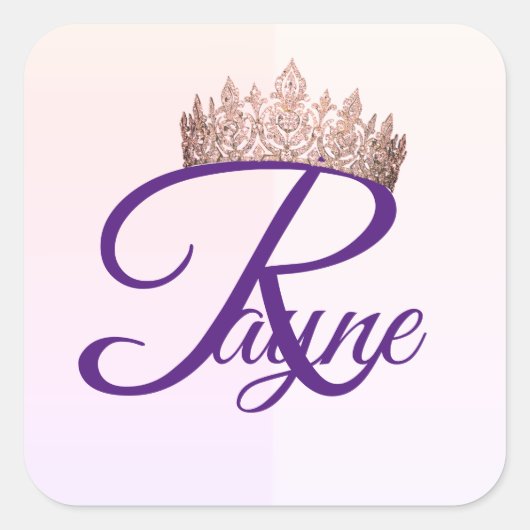 Prinses letter R Vierkante Sticker (Voorkant)