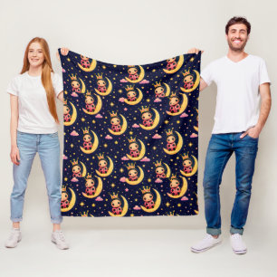 🌙 Prinses Lieveheersbeestje Maan Slaapkamerdecora Fleece Deken