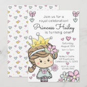 Prinses Meisje Eerste Verjaardag Viering Kaart (Voorkant / Achterkant)