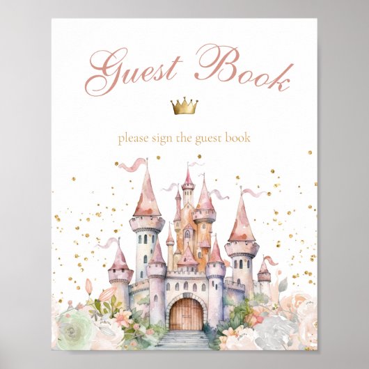 Prinses Meisje Goud Koninklijk Kasteel Gastenboek  Poster (Voorkant)