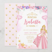 Prinses Meisje verjaardag Uitnodiging (Voorkant / Achterkant)