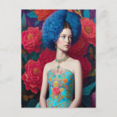 prinses met blauwe decoratieve kleding briefkaart (Voorkant)