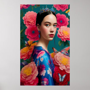 Prinses met een blauwe tiara poster