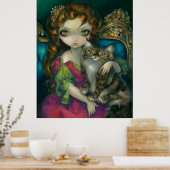 prinses met een Maine Coon Cat ART PRINT rococo (Keuken)