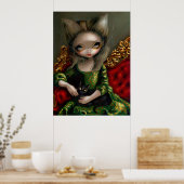 prinses met een zwarte kat-gothische rococo-kunst poster (Keuken)