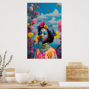 Prinses met kleurrijke gezichtsverf poster