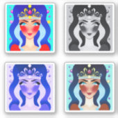 prinses met kroon 4 Afbeelding Bewerken AI set Sticker (Voorkant)