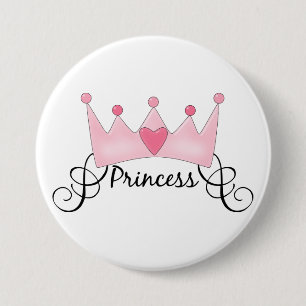 prinses met kroon - ronde button 7,6 cm