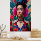 prinses met roze bloemwang poster (Keuken)