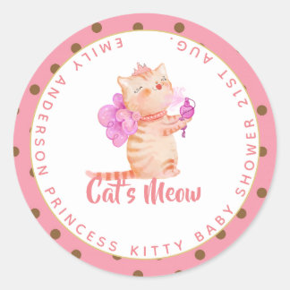 Prinses (NAAM) Is De Kat Van De Meisjes Roze Showe Ronde Sticker