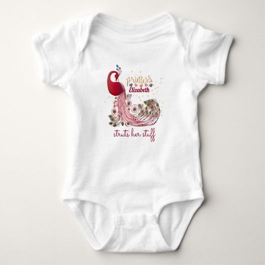Prinses (NAAM) Pauw Pronkt - Baby Cadeau Romper (Voorkant)