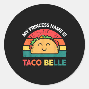 Prinses Naam Taco Belle Cinco Mayo Grappige Mexica Ronde Sticker